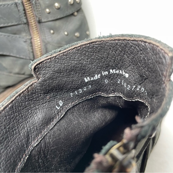 Liberty Black Amy Western Leather Rocker Stud Ankle Boots - Picture 13 of 14